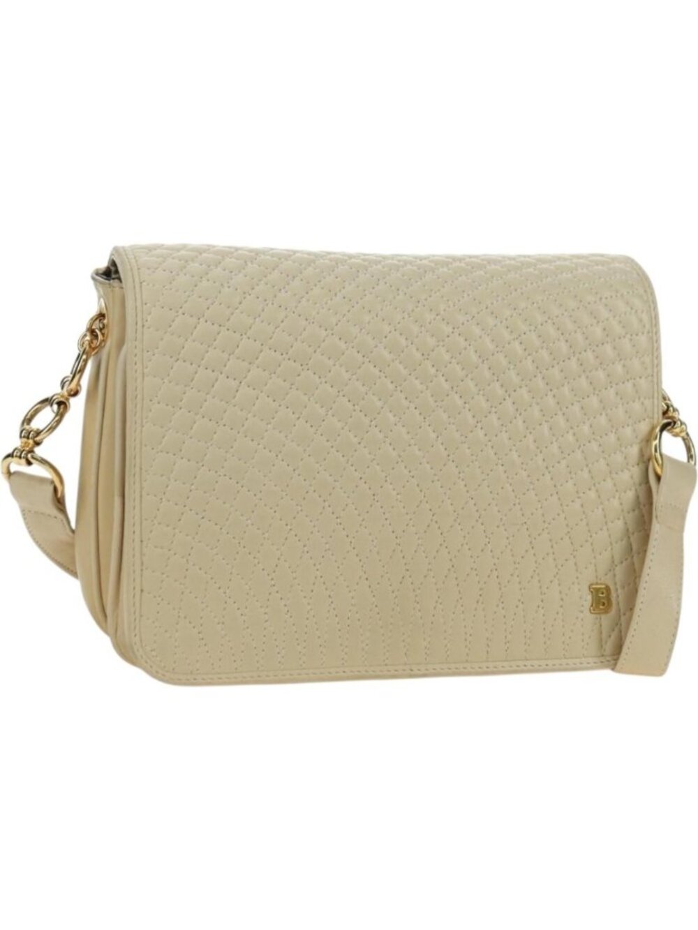 BALLY Shoulder Bag Leather Beige Gold